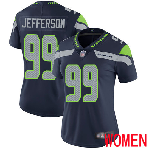 Seattle Seahawks Limited Navy Blue Women Quinton Jefferson Home Jersey NFL Football #99 Vapor Untouchable
